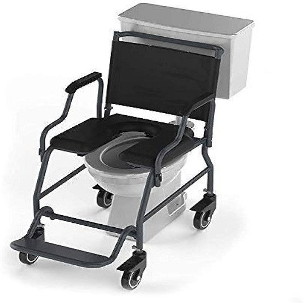 ARCATRON 2000 Rolling over Commode Wheelchair with Removable Armrest, Locking Caster Wheels, Without Top Seat 150 Kg Capacity - Suitable for Elderly, Patients, Tall and Heavy Adults with Limited Mobil